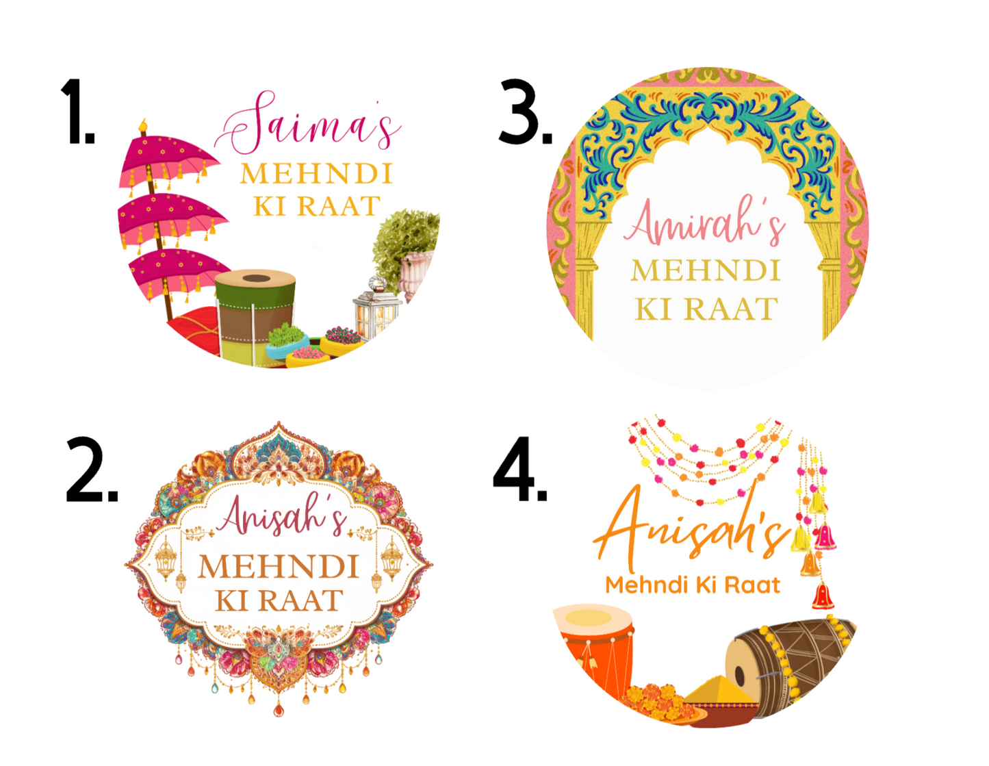 Mehndi Stickers - Favours | Dholki Decor | Wedding Decor