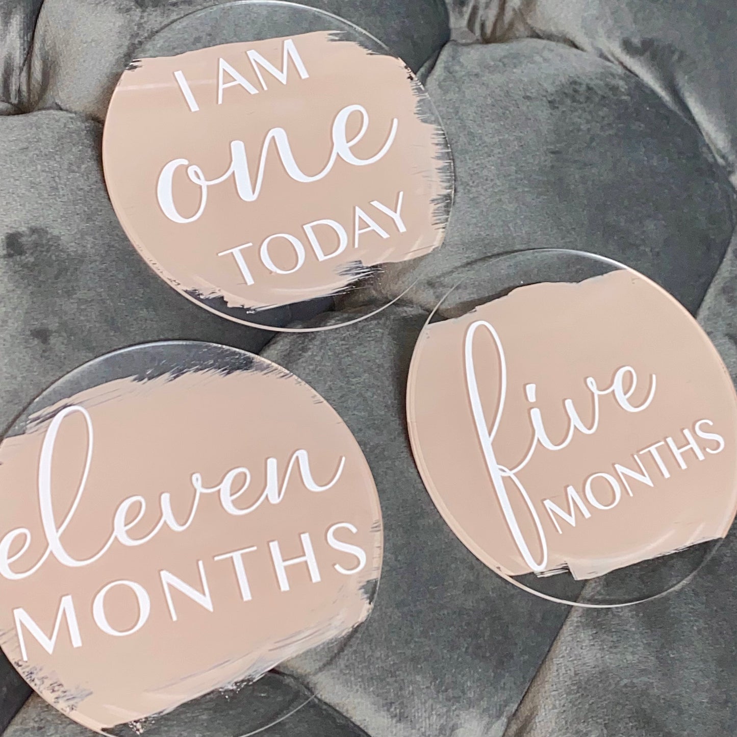 Acrylic Baby Milestone Discs | Baby Gifts | Circle | Hello World | Acrylic Milestone Discs | Monthly | Clouds | Stars | Plain | I Am One Today